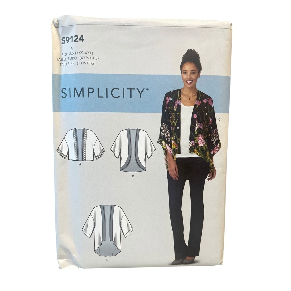 Simplicity Sewing Pattern Misses XXS-XXL S9124 Kimono Jacket Modern Uncut FF